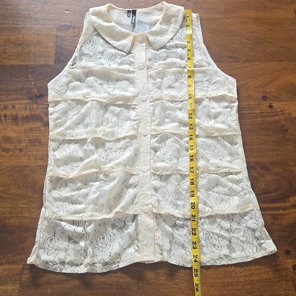 NWT Maurice's Cream Lace Sleeveless Peter Pan Collar Top Size Small - Picture 8 of 10
